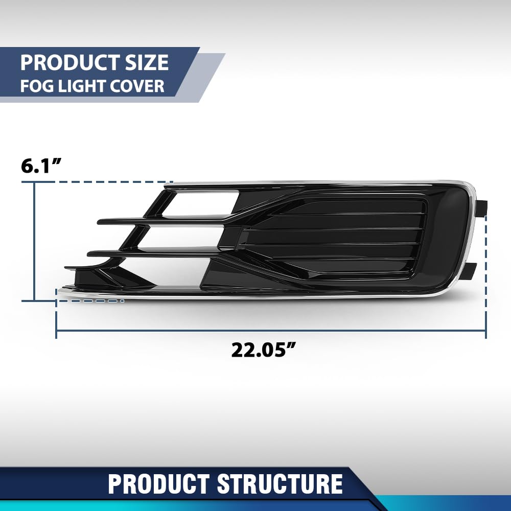 PIT66 2PCS Front Bumper Fog light Cover Grills, Black