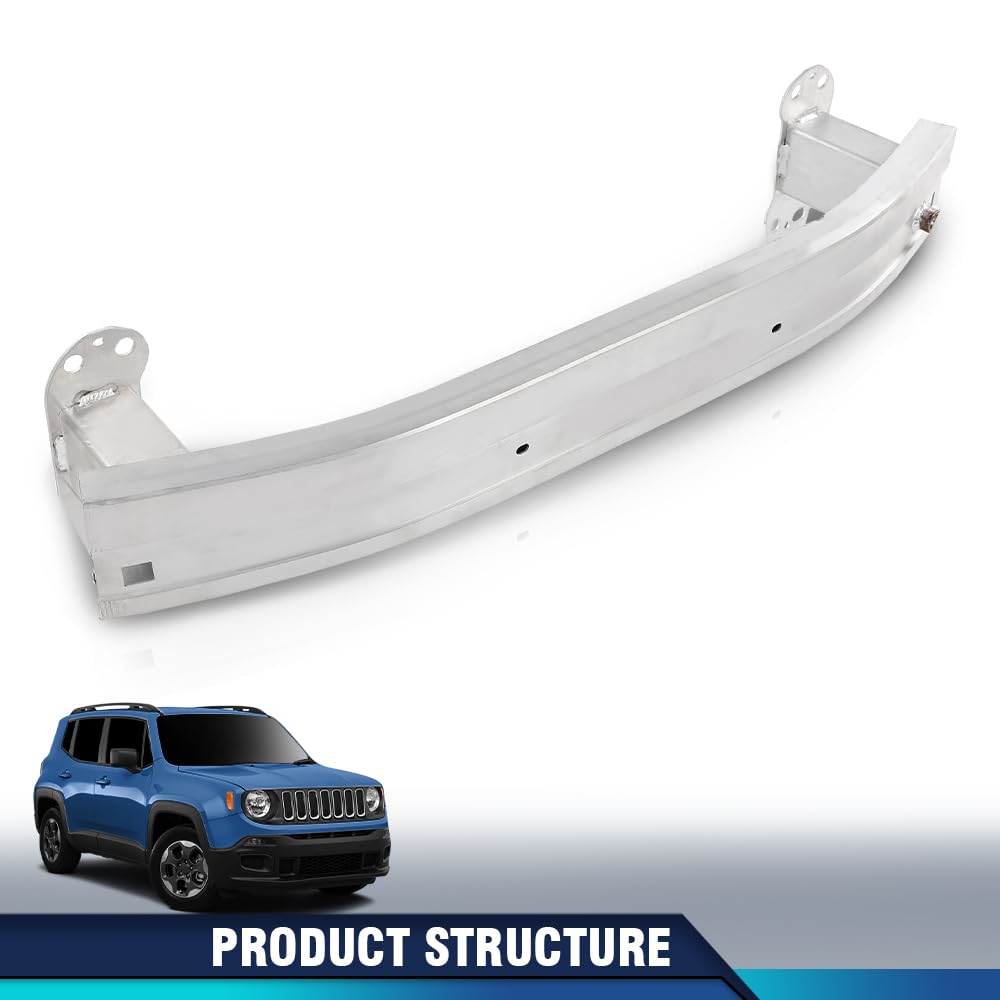 PIT66 Front Bumper Reinforcement Impact Absorber Compatible with Fiat 500X Pop Lounge Easy 2016, Fit Jeep Renegade Limited Latitude Sport 2015-2018 68247223AA, CH1006236 Silver