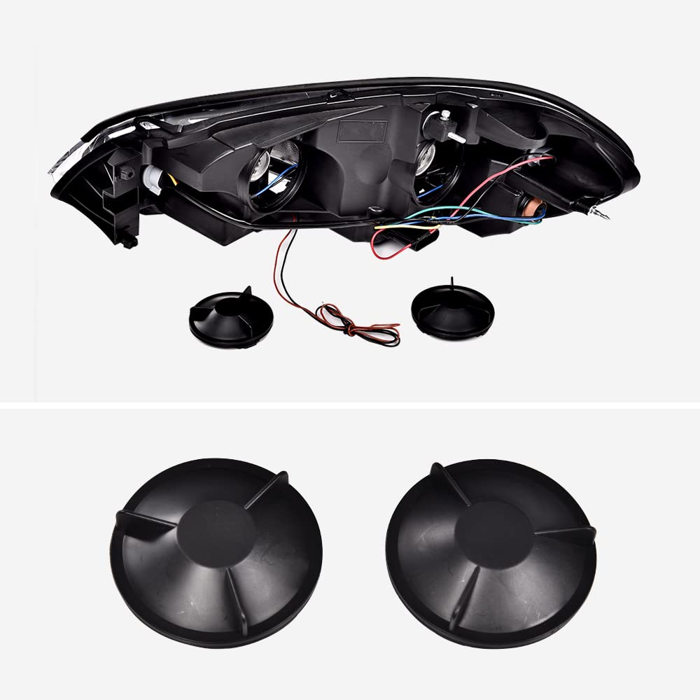 PIT66 LED Headlight, Compatible with Chevy Impala 2006-2013/ Fit Impala Limited 2014-2016/ Fit Monte Carlo 2006-2007 Headlamp DRL Assembly Accessories Smoky lens Black Housing Clear Reflector