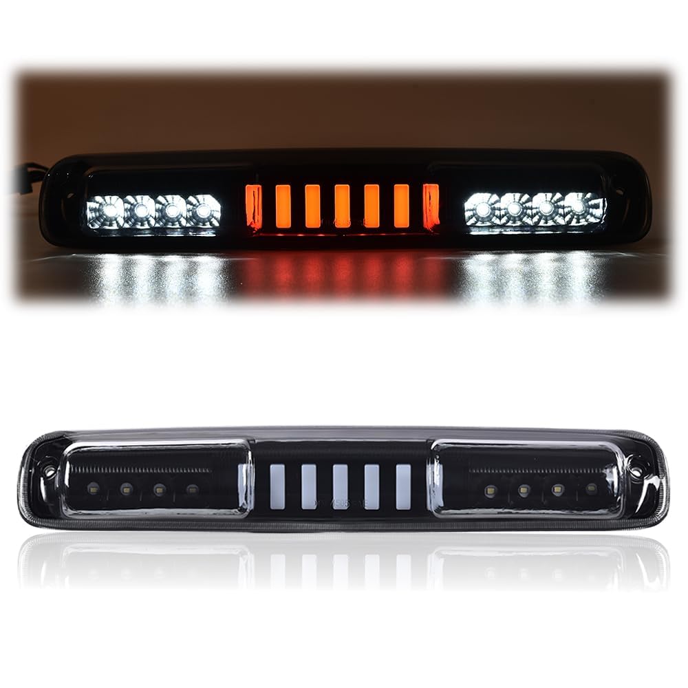 PIT66 LED 3rd Brake Light, Compatible With Chevy Silverado 1999-2007/Fit GMC Sierra 1500 2500HD 3500 1999-2007 High Mount Stop Parking Light I Type Smoke Lens Black Housing