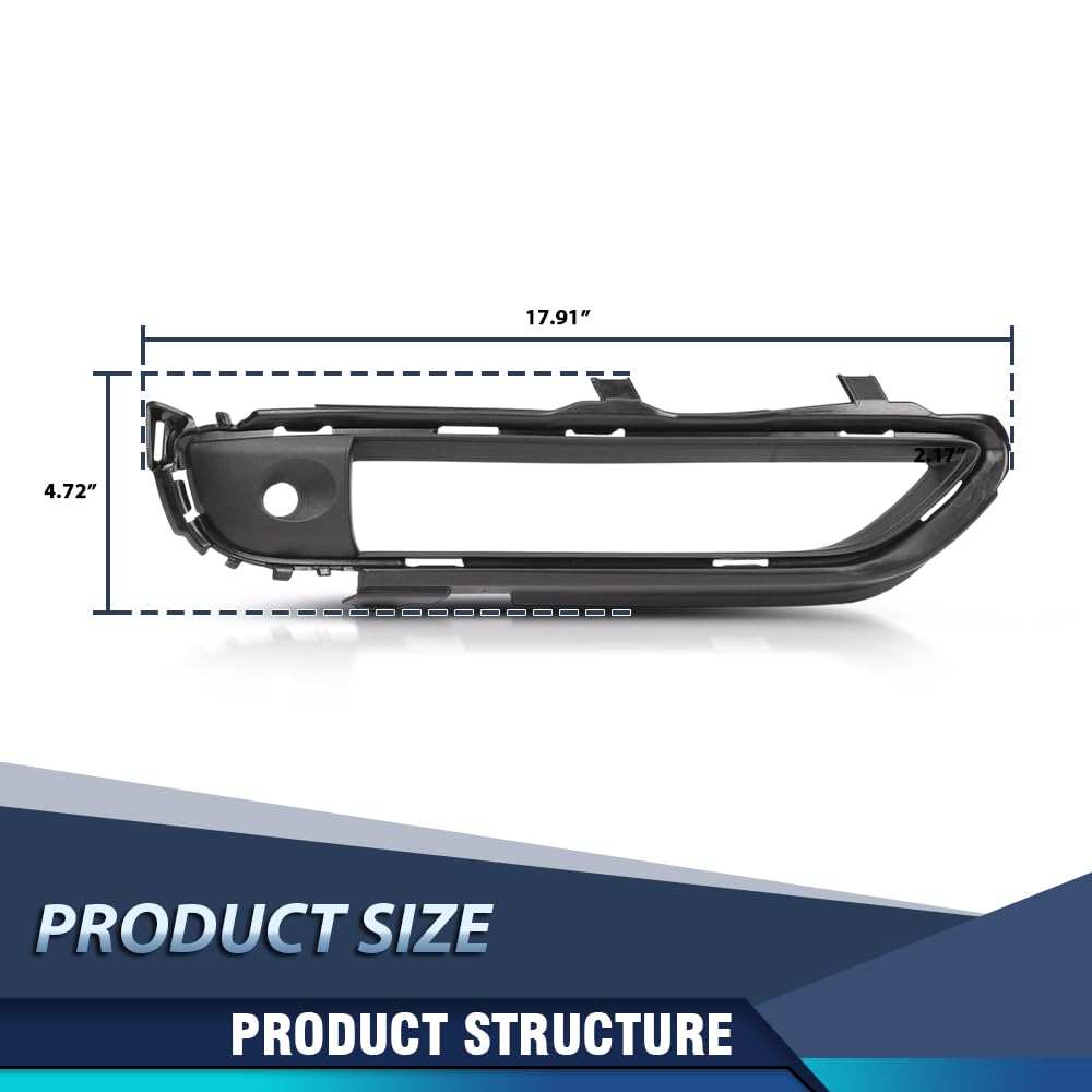 PIT66 Front Bumper Face Bar Lower Grill Trim Cover Right Side, Black