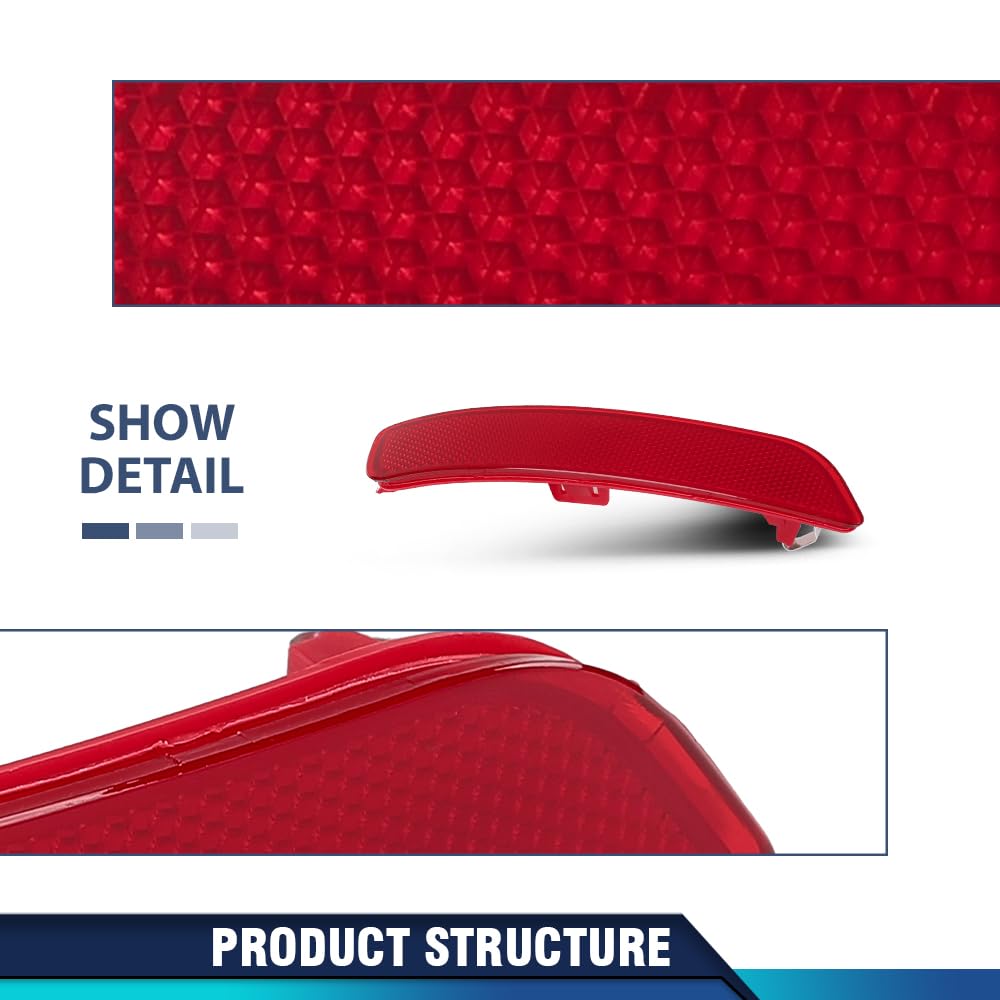 PIT66 Rear Bumper Reflector Driver Left Side Compatible with BMW F15 X5 2013-2018 63 14 7 847 591, 63147847591 Red Lens