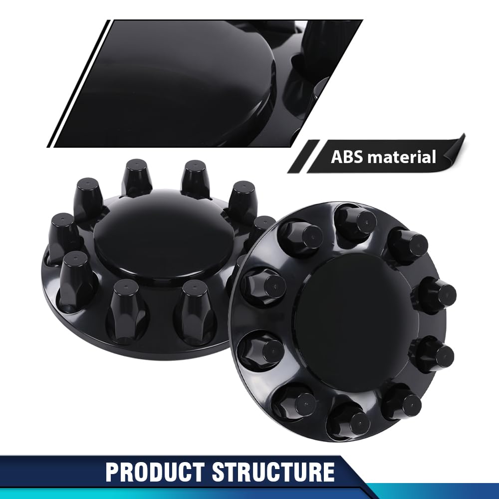 PIT66 1Pair Glossy Black ABS Semi‑Truck 33mm Nut Wheel Covers