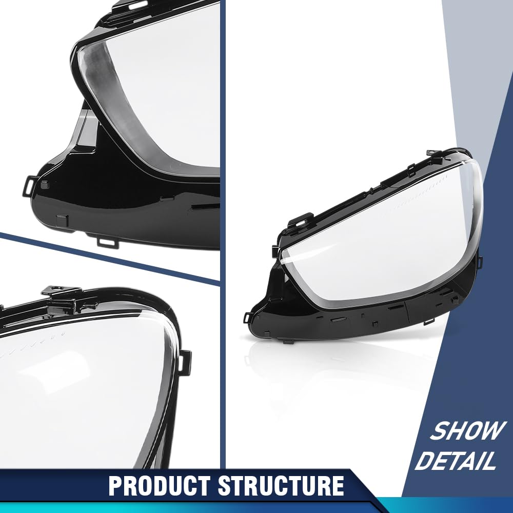 PIT66 Front Headlight Lens Cover Left & Right Pair Compatible with Benz W213 E-Class E200 E350 E350e E450 2021 2022 2023 Front Headlamp Lens Cover Clear Lens