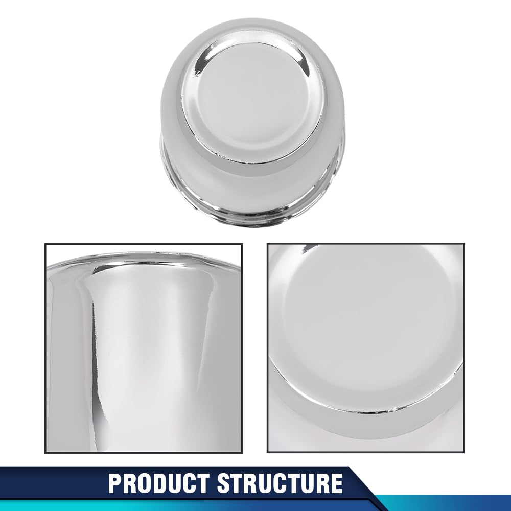 PIT66 4Pcs Chrome Trailer Wheel Center Caps Fit 3.25 Inch Center Bore