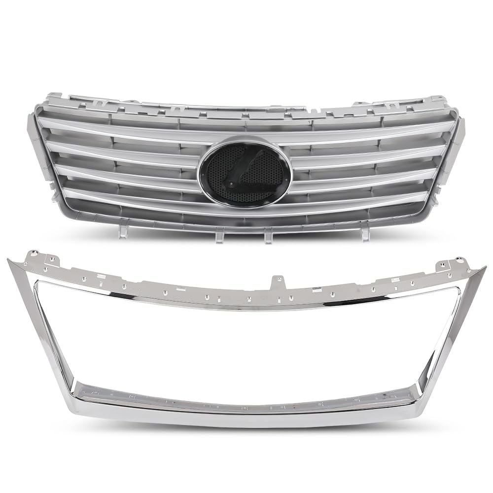 PIT66 Front Bumper Upper Grille & Chrome Molding Trim Fit ES350 2010-2012