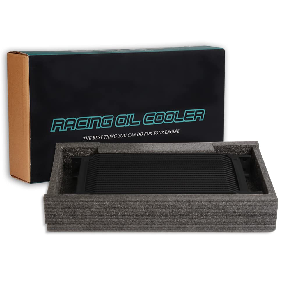 PIT66 10 Row 10AN Universal Aluminum Engine Transmission Oil Cooler Kit+ Oil Filter Relocation Kit Black A Set
