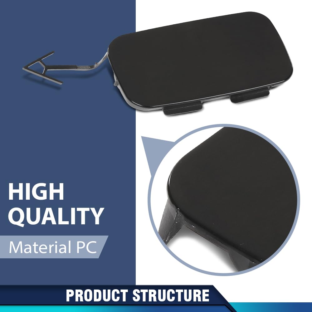 PIT66 Rear Bumper Tow Hook Eye Cover Cap 1 PC Compatible with Audi A8 Quattro D4 2014-2017 Black