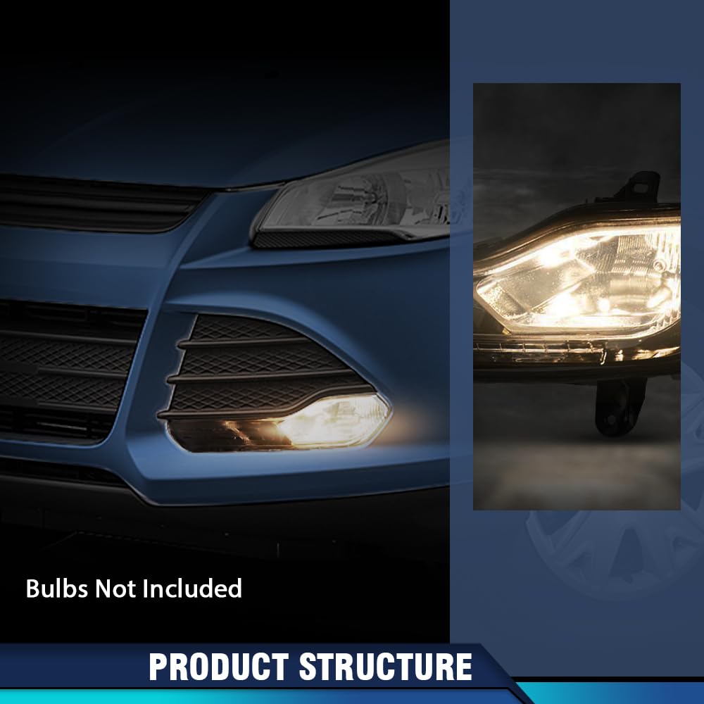 PIT66 Fog Lights Compatible with Ford Kuga Escape 2013 2014 2015 2016 Front Bumper Fog Lamp Accessories Left And Right Side