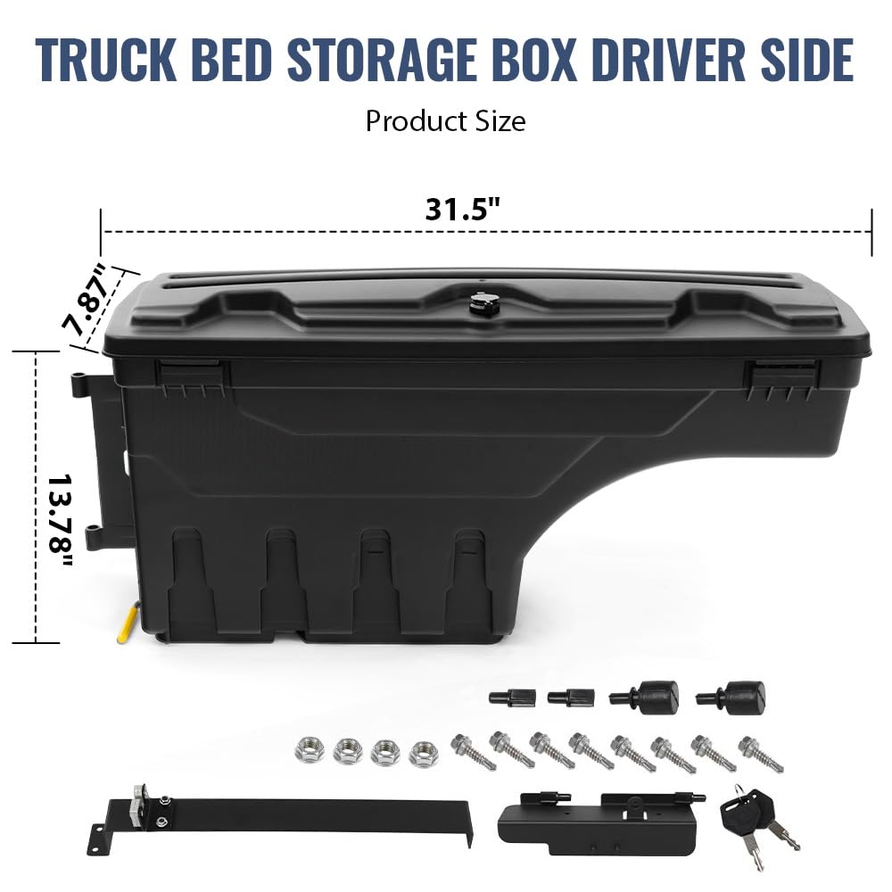 PIT66 Truck Bed Storage Box Left Fit Chevy Silverado & GMC Sierra 1999-2007