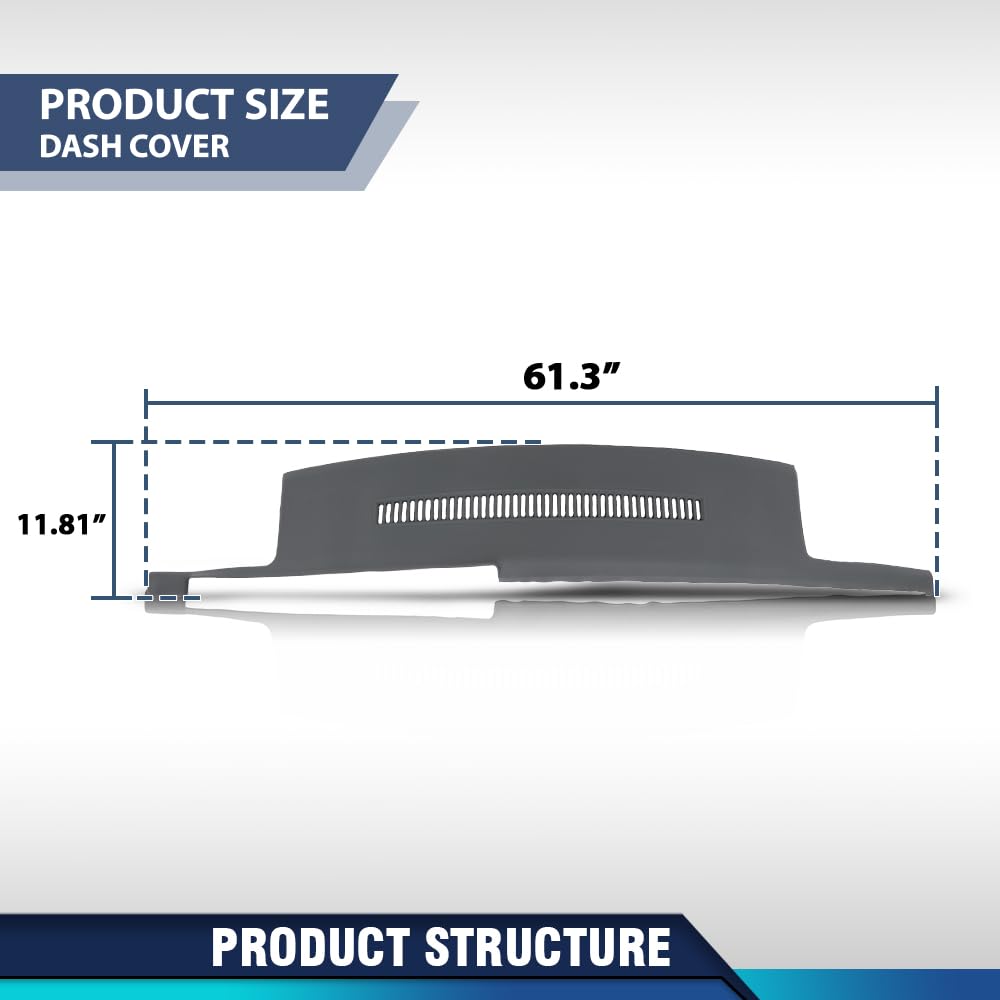 PIT66 TPE Dash Cover Panel Fit Blazer Suburban GMC Yukon 1988-1994 Gray