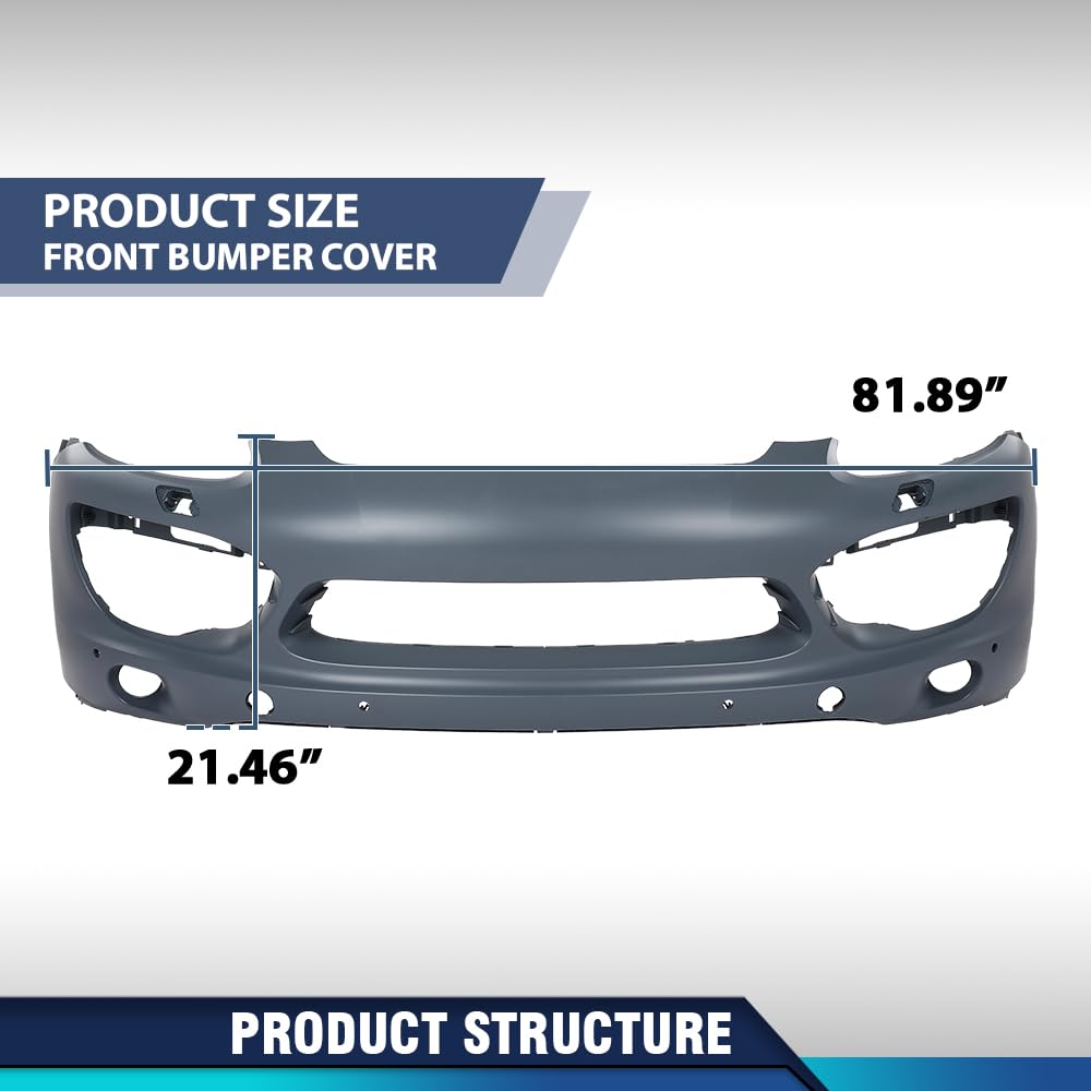 PIT66 Front Bumper Cover with Holes Fit Porsche Cayenne 2011-2013 2014 Gray