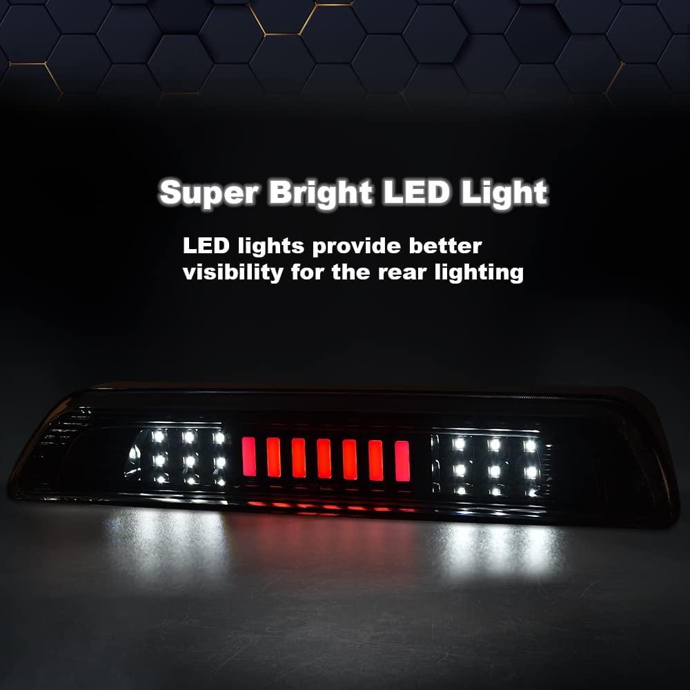 PIT66 LED 3rd Brake Light Compatible with Toyota Tundra 2007-2018 3rd Thrid Tail Cargo Brake High Mount Light Clear Lens Black Housing 81570-0C050, 531069