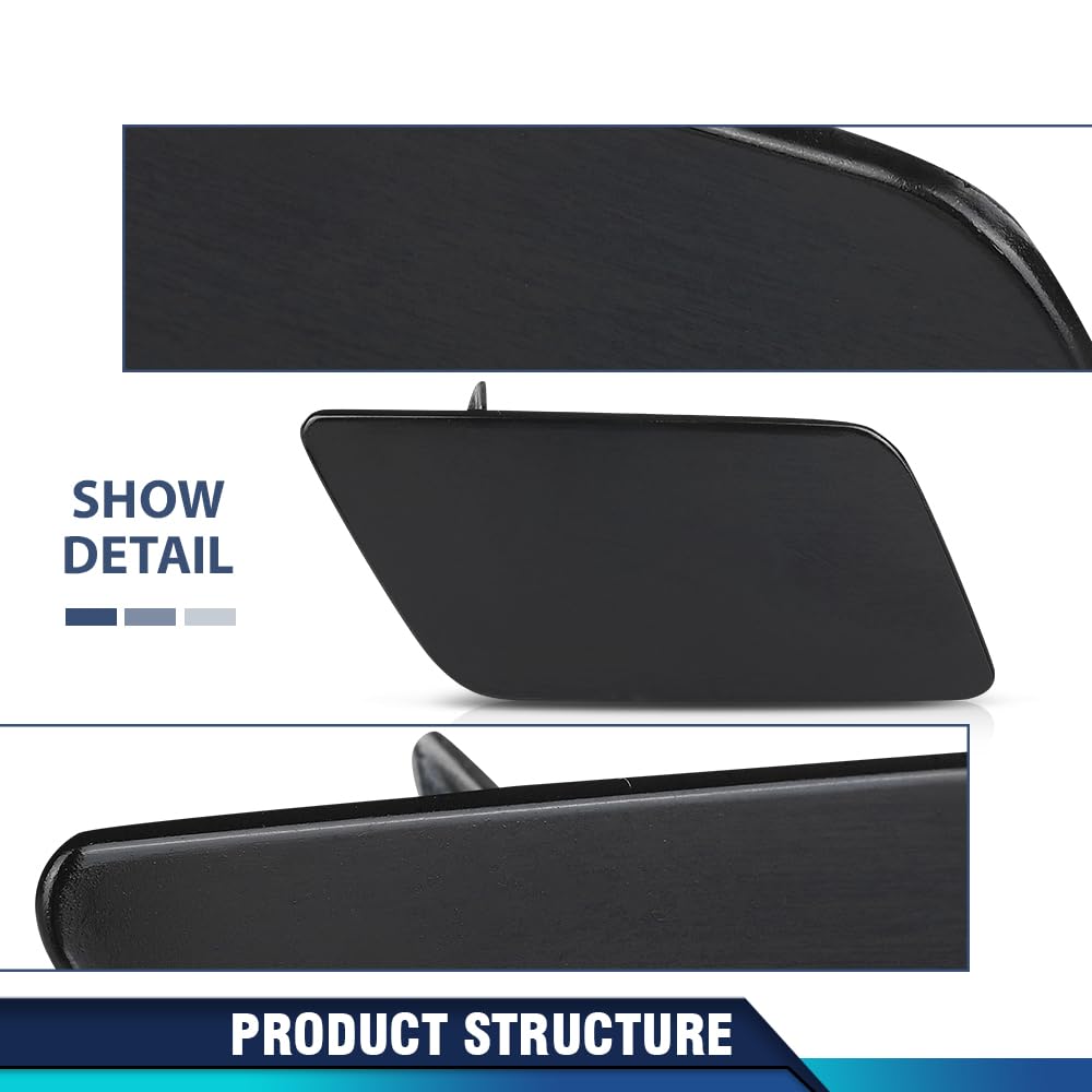 PIT66 Front Headlight Washer Cover Left and Right Side Pair Compatible with Audi Q3 2015-2018 8U0955276E, 8U0955275E Black PC