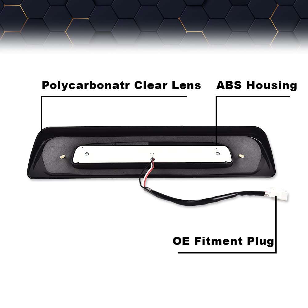 PIT66 LED 3rd Brake Light, Compatible with 2007-2018 Toyota Tundra High Mount LED 3rd Thrid Tail Cargo Brake Light Smoky Lens Chrome Housing