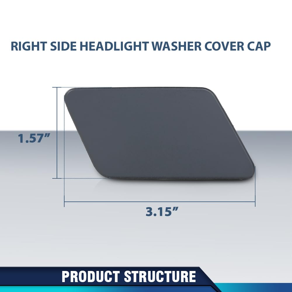PIT66 Right Headlight Washer Cover Cap Compatible with Jaguar XJ 2011-2018, Fit Jaguar XJR (submodel: Base, L) 2014-2017, Fit Jaguar XJR575 Base 2018 C2D3560, C2D3561 Black