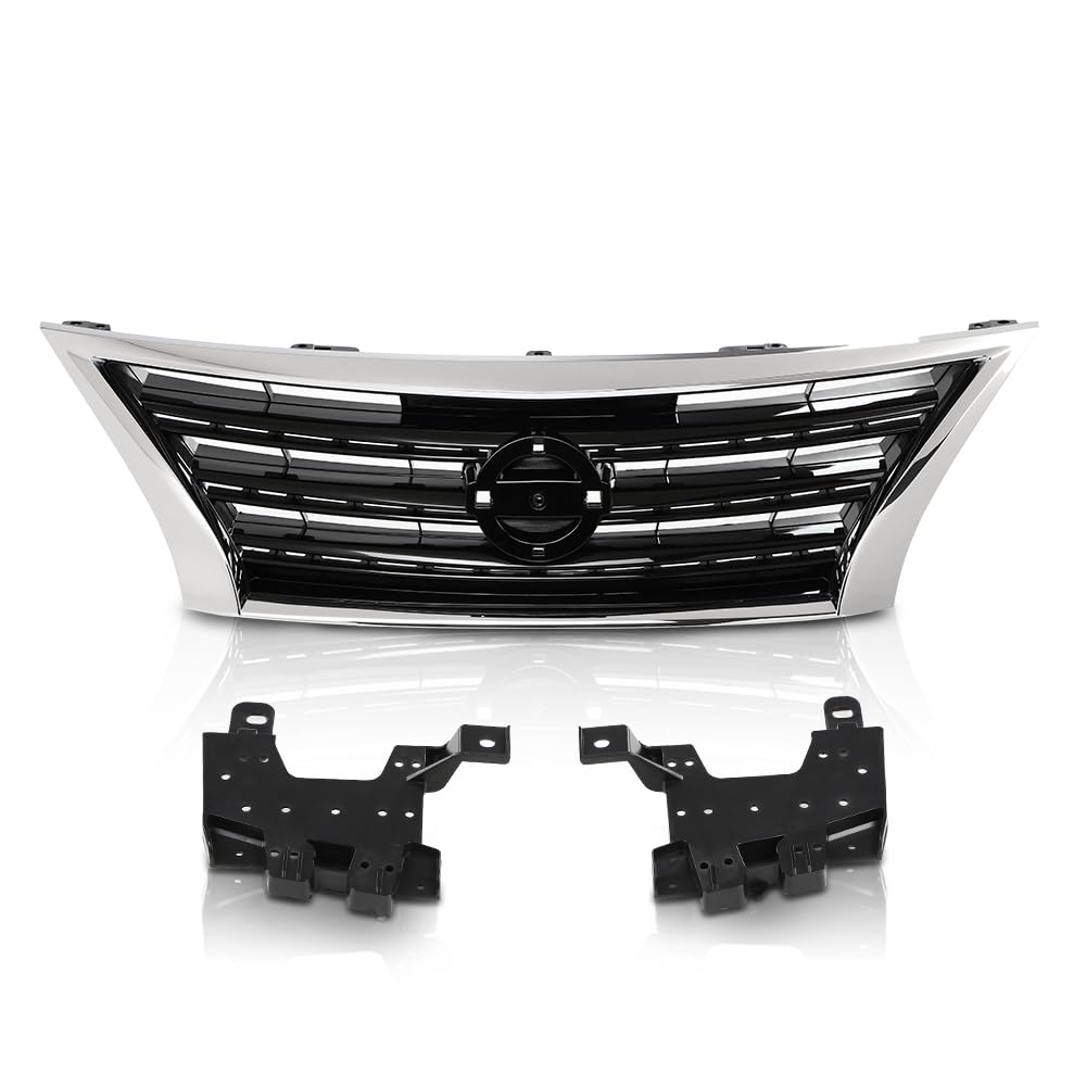 PIT66 Grille w/Black Insert Fit Nissan Sentra 2013-2015 Chrome Shell