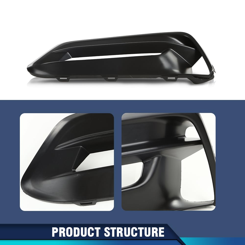 PIT66 Front Bumper Fog Lamp Bezel Light Cover Driver Left Side Compatible with Honda Accord Sedan 2018-2020 71107TVAA10, HO1038140 Black
