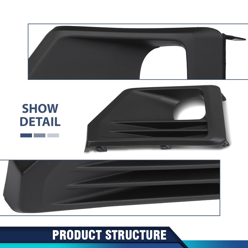 PIT66 Front Bumper Fog Light Bezels Lamp Cover Left Driver Side Black Compatible with Toyota RAV4 Adventure/TRD Off-Road 2019-2023 521280R170, 521270R170, TO1038226, TO1039226