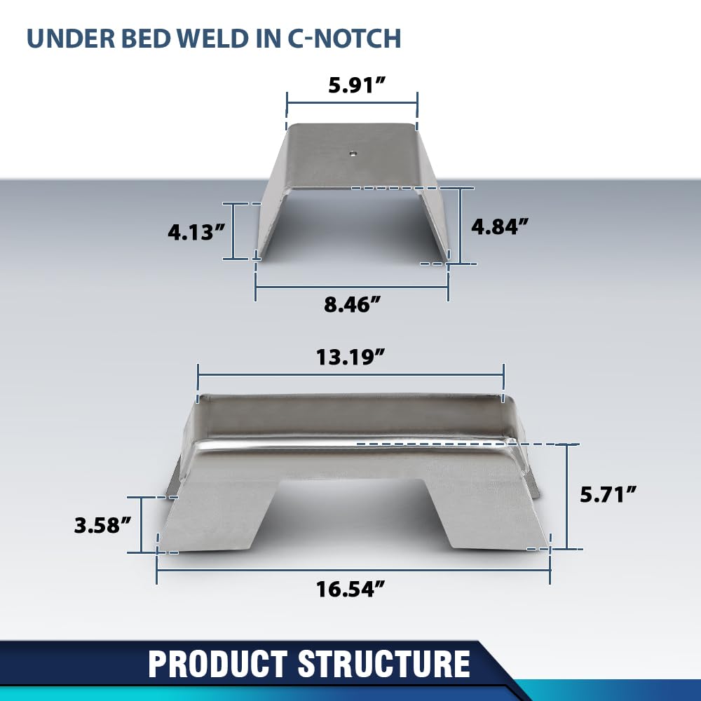 PIT66 4-Inch Under Bed Weld In C-Notch Pair Left & Right side