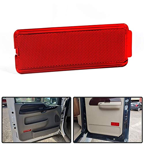 PIT66 Interior Front Rear Door Reflector Door Trim Panel Compatible with 99-07 Ford Super Duty F250 F350 F450 F550/00-05 Excursion Red Premium