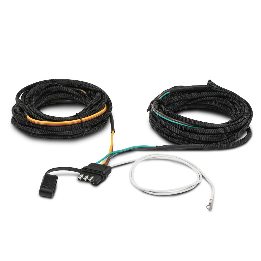 PIT66 4 Pin Flat Trailer Tail Light Wiring Harness Kit 25 Ft Wishbone Style, Fit for Marine Boat Trailer, ATV Trailer or Other Cargo Utility Trailer w/ 4-Way Plug