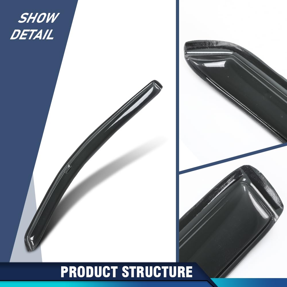 PIT66 in-Channel Ventvisor Window Deflectors and Sun Visors 4pcs Compatible with Honda Ridgeline 2017 2018 2019 2020 2021 2022 2023 2024 2025 in-Channel Rain Guards Smoke