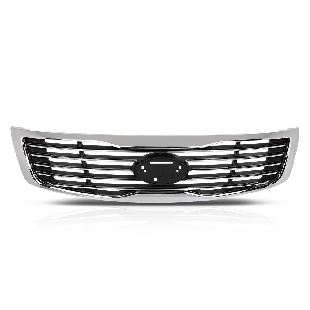 PIT66 Bumper Grille Compatible with Kia Magentis (submodel: LX, LX Premium, SX) 2009-2010, Fit Kia Optima (submodel: EX, LX, SX) 2009-2010 863502G500, KI1200136 Chrome & Black