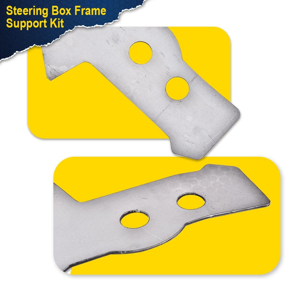 PIT66 Steering Box Frame Support Kit, Compatible with 1973-1991 Chevy GMC C/K Pickup 2 PCS Silver