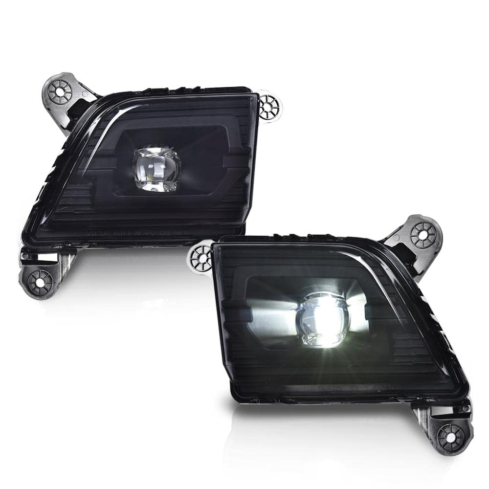 PIT66 LED Fog Lights, Compatible with 2019-2022 New Generation Chevy Silverado 1500 without RPO Code U12 Without Harness Smoky Lens Black Housing #84125494#84962680