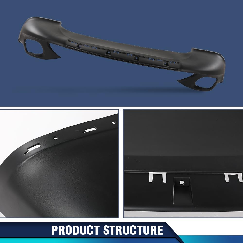 PIT66 Front Lower Bumper Cover w/Fog Light Hole Fit Jeep Cherokee 2014-2018