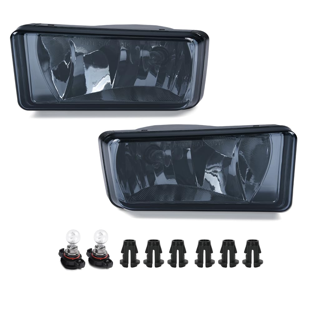 PIT66 Fog Lights, Compatible with 2007-2015 Chevy Silverado 1500/07-14 Silverado 2500HD 3500HD/ 07-13 Avalanche/ 15 Suburban/ 07-08 Cadillac Escalade, Front Left & Right Fog Lamps, Smoky