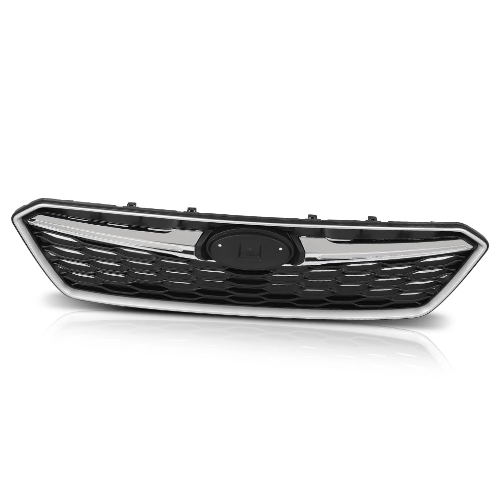 PIT66 Bumper Grille Grill Molding Trim Assembly Compatible with Subaru Impreza 2017-2019 SU1200170, SU1212105, SU1213105, SU1202104, 91122FL00B, 91123FL03B, J1010FL300, 91123FL00B Chrome & Black