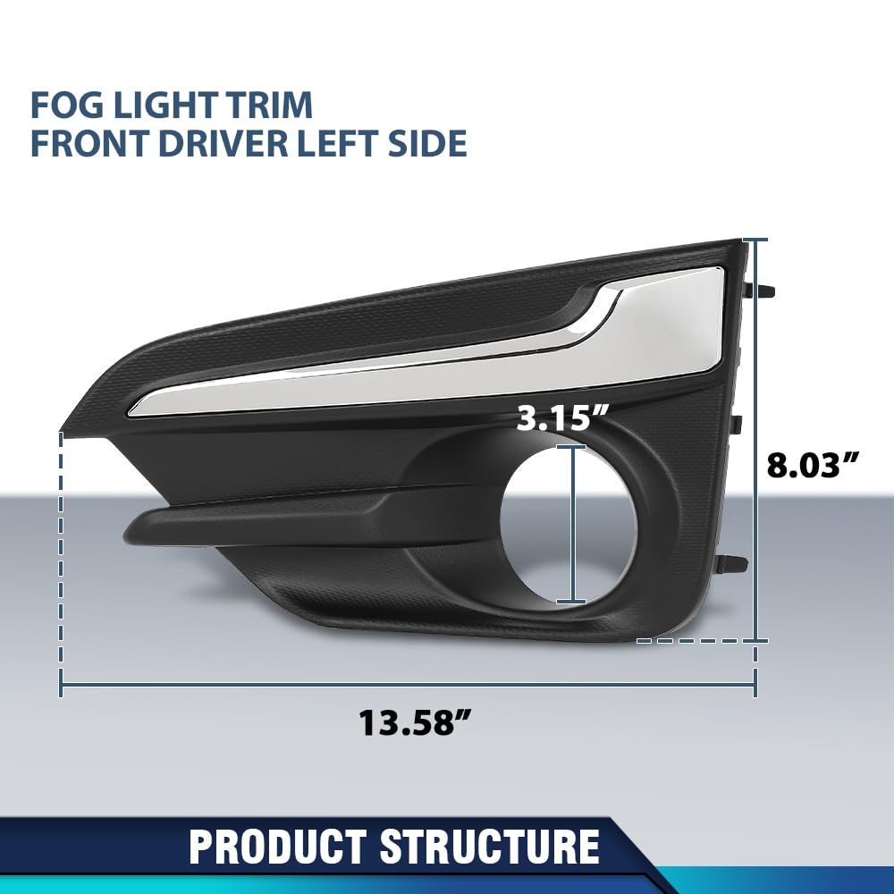 PIT66 Front Fog Light Trim Primed Chrome Trim Driver Side Compatible with Subaru Impreza 2017-2019, Fit For Models with Chrome Trim 57731FL050, SU1038113