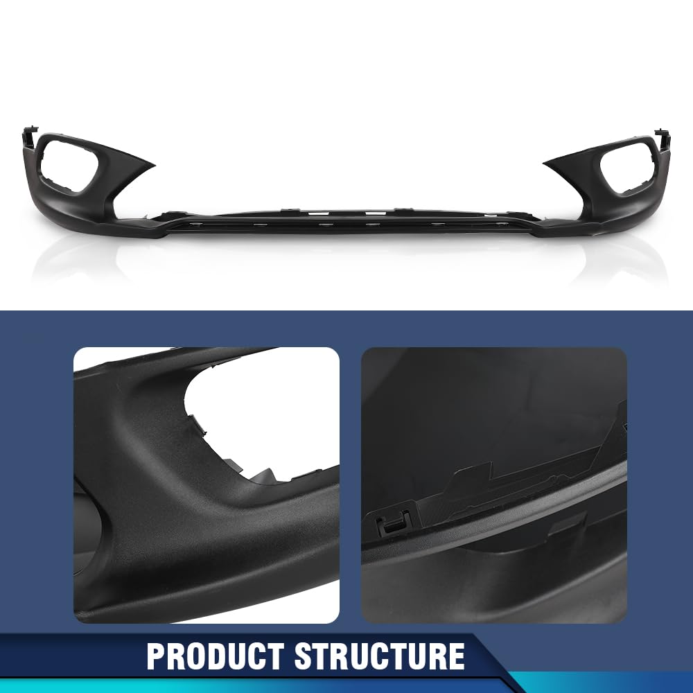 PIT66 Front Lower Bumper Cover w/Fog Light Hole Fit Jeep Cherokee 2014-2018
