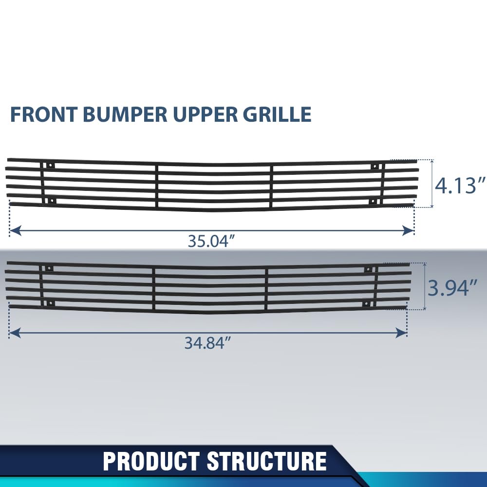 PIT66 Billet Grill Grille Insert Compatible with Chevy Suburban/Tahoe 1994-1999 Fit Chevy C/K Pickup & Chevy Blazer 1994-1999 Stainless Steel Black