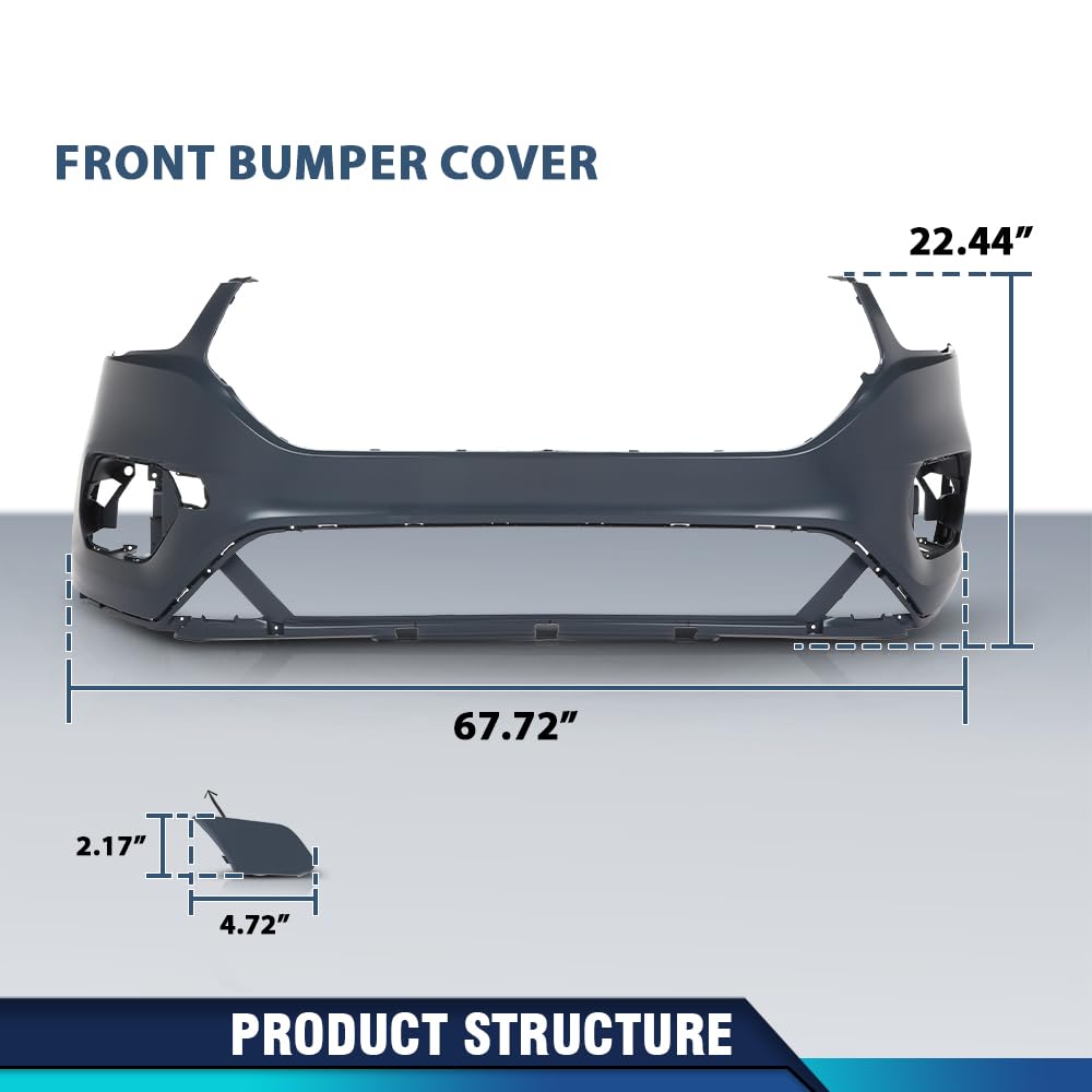 PIT66 Front Bumper Cover Primed w/Brackets Fit Ford Escape 2017-2019