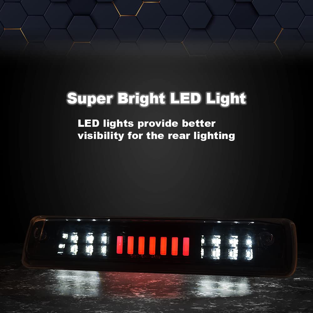 PIT66 3rd Brake Light, Compatible with 2015-2018 Colorado/Canyon I Type Led Bar High Mount Stop Light Rear Tail Cargo Lamps Tea Cover Black Housing