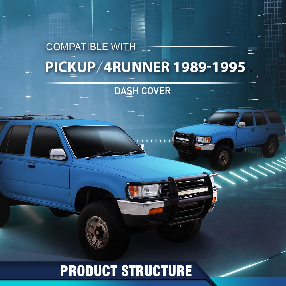 PIT66 TPE Dash Cover Panel Fit Toyota 4Runner Pickup 1989-1995 Gray