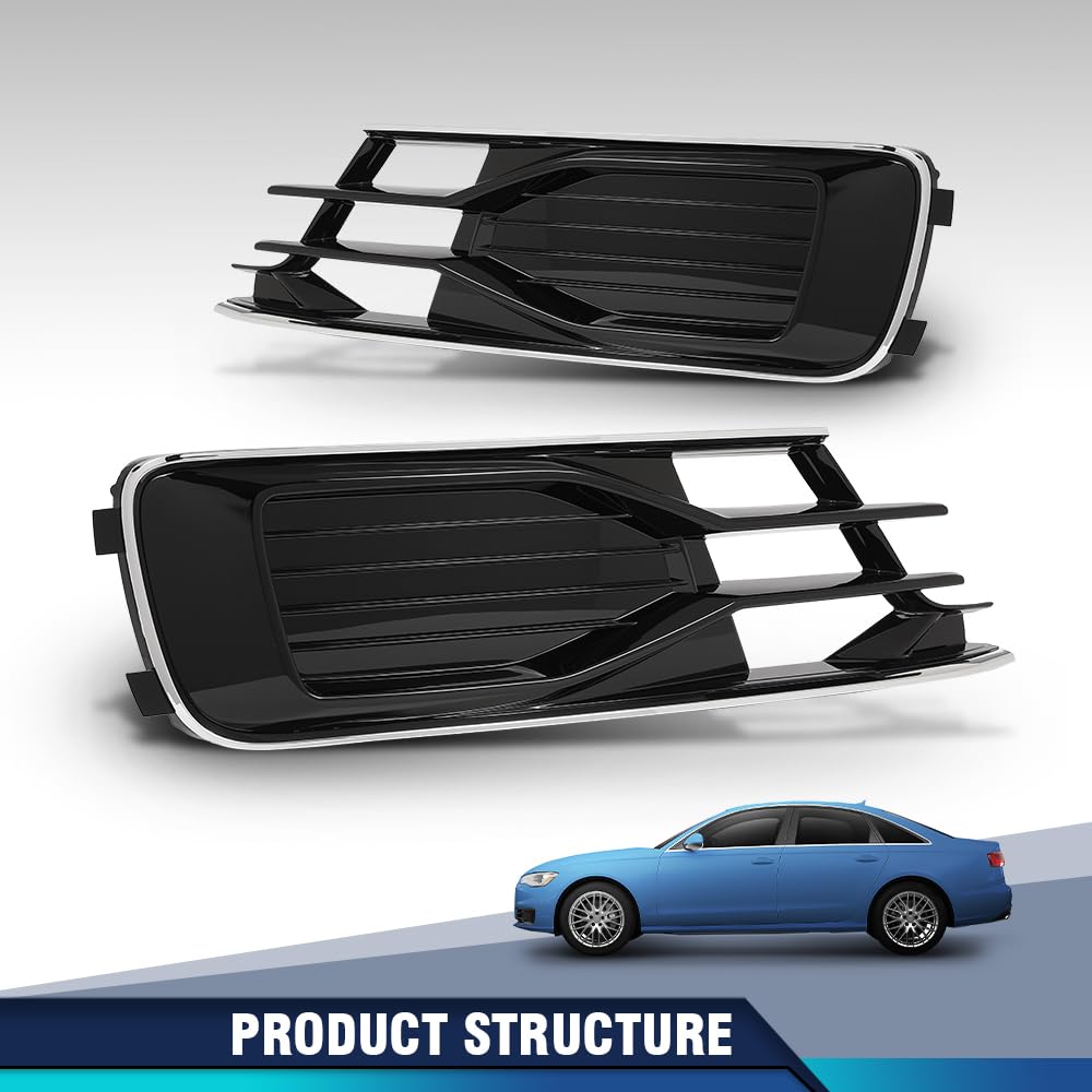 PIT66 2PCS Front Bumper Fog light Cover Grills, Black