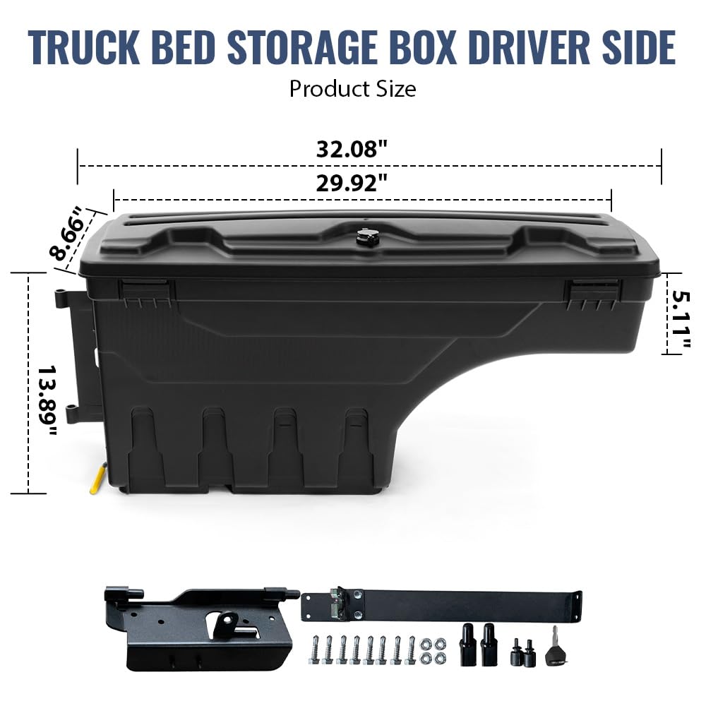 PIT66 Lockable Truck Bed Storage Toolbox Fit Dodge Ram 2002-2018 Left