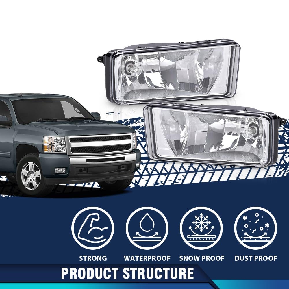PIT66 Bumper End Caps & Fog Lights, Fit Chevy Silverado 1500 2007-2013