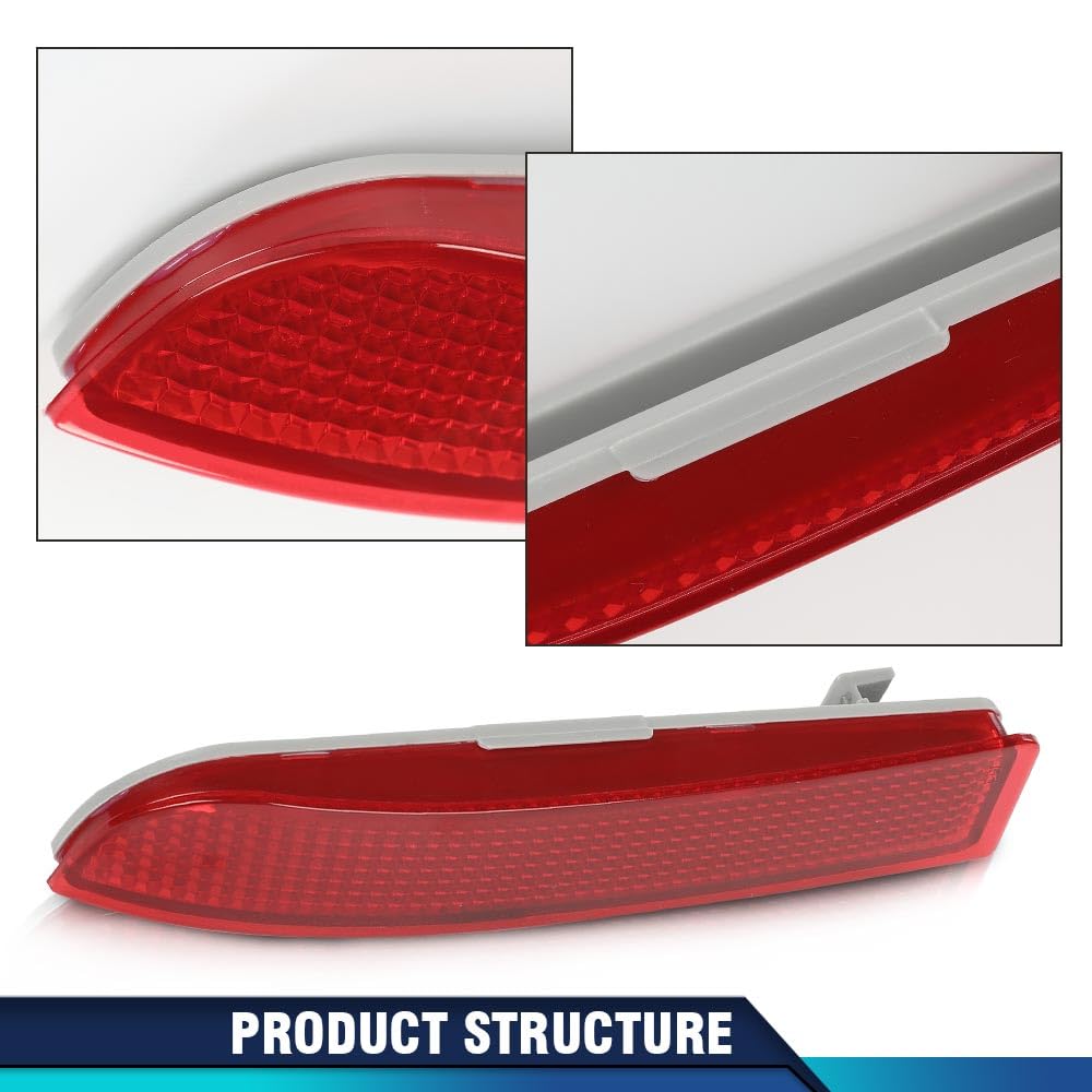 PIT66 Tail Brake Stop Lamp Rear Bumper Reflector Compatible with Toyota RAV4 2006-2012 Pair Red
