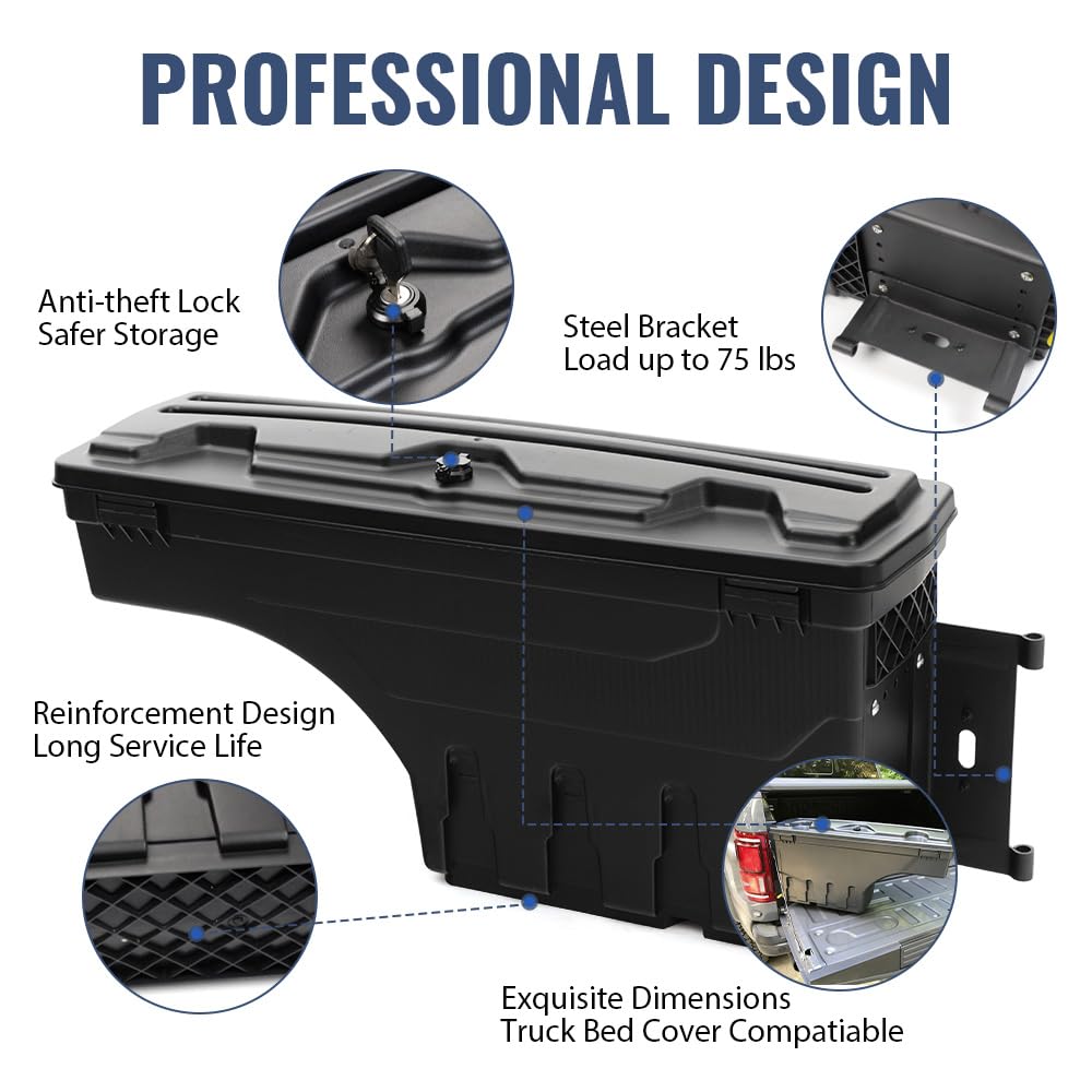 PIT66 Lockable Truck Bed Storage Box Fit 2017-2023 F250 F350 Left Right
