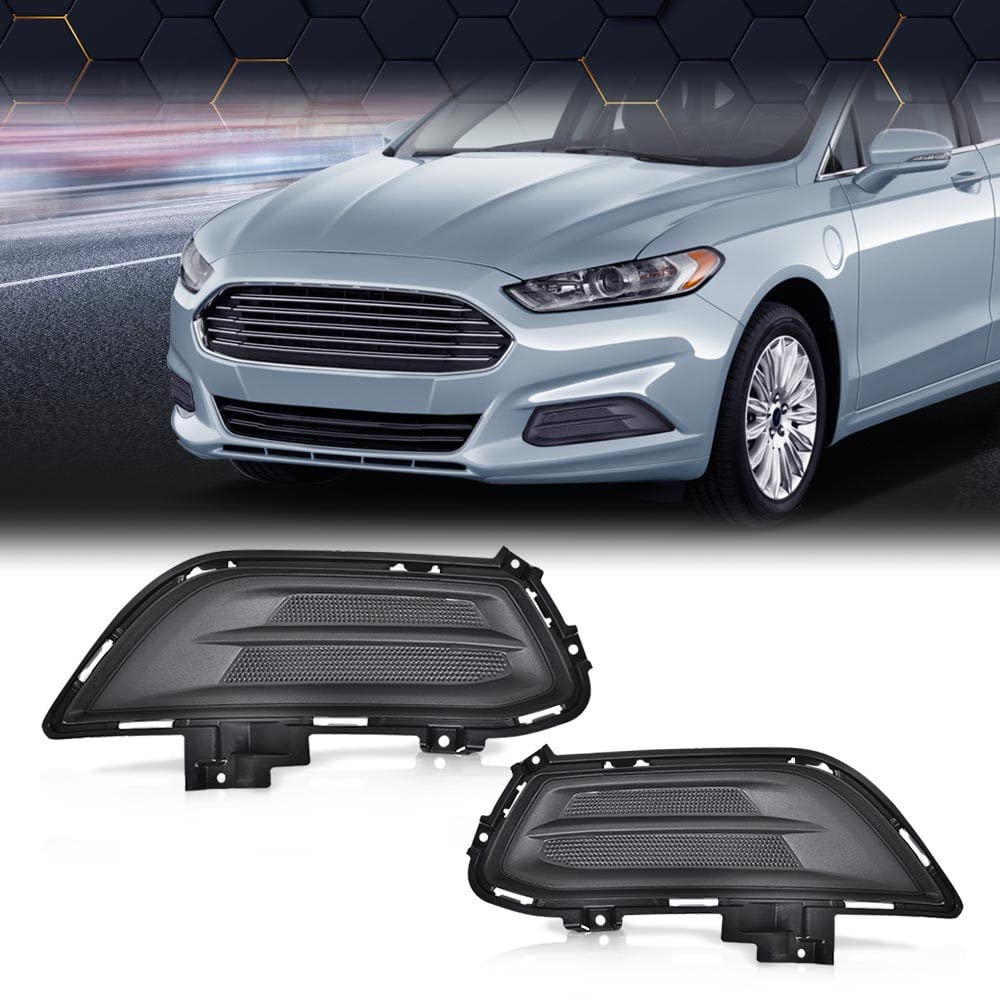 PIT66 Fog Light Cover,Compatible with 2013-2016 Ford Fusion FO1039133,FO1038133 Right & Left Pair Set black
