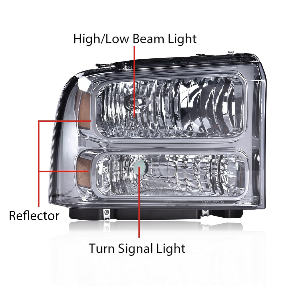 PIT66 Headlights Assembly Fit 1999-2004 Ford F250 F350 F450 F550 Super Duty