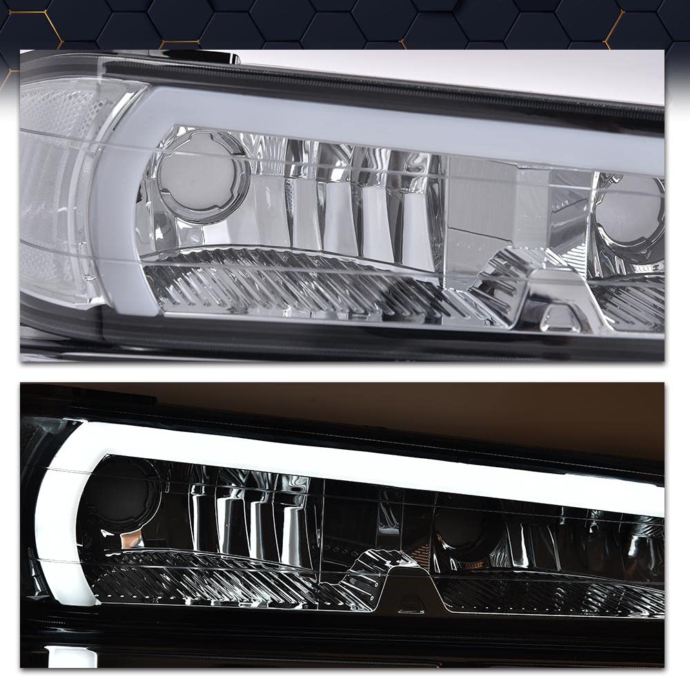 PIT66 LED DRL Headlight Assembly Compatible with 2004-2012 Chevy Colorado GMC Canyon/2006 Isuzu i-280 i-350/07-08 Isuzu i-290 i-370 Headlamps Accessories Smoke Lens Chrome Housing Clear Reflector