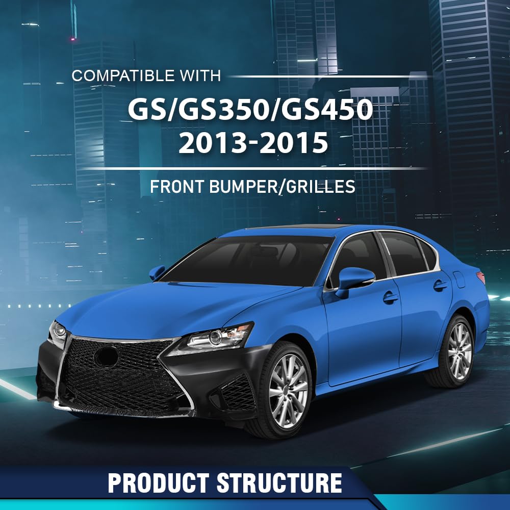 PIT66 6Pcs Front Bumper Conversion Kit Fit LX GS 2013‑2015 to GS‑F Style