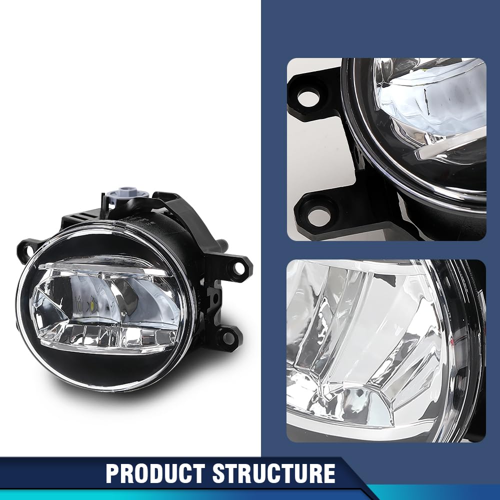 PIT66 LED Fog Lights Driving Lights Pair, Clear Lens