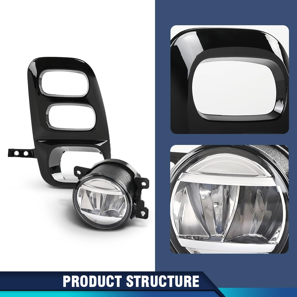 PIT66 LED Front Bumper Driving Fog Lights Assembly w/Bezels & Harness Compatible with Honda Odyssey 2021-2023 33950TEYY01 Clear Lens